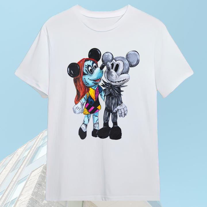 Cute Mickey & Minnie Mouse Jack Skellington & Sally T-Shirt