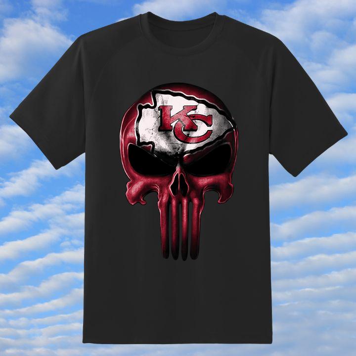 The Punisher Skull Kansas City Chiefs Logo T-Shirt For Fan