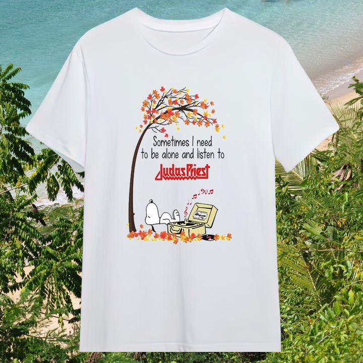Funny Sometimes I Need To Be Alone And Listen To Judas Priest Snoopy Sleeping T-Shirt