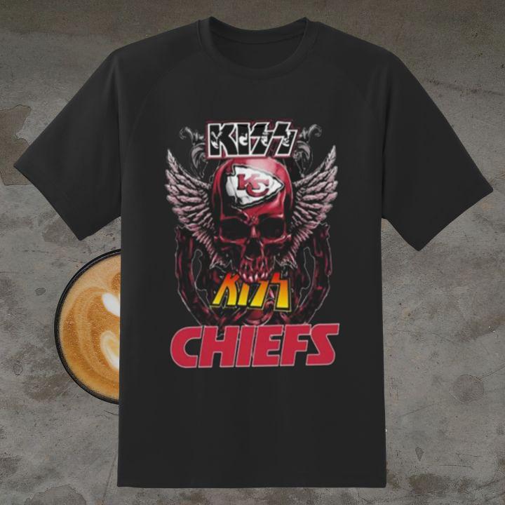 Premium Skull Kiss Rock Band Kansas City Chiefs T-Shirt