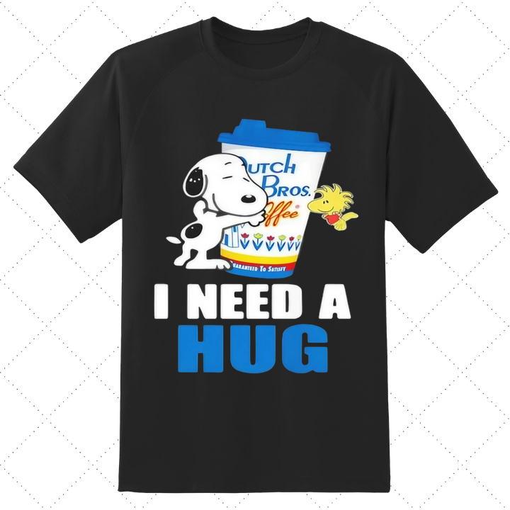 Dutch Bros Coffee Snoopy Woodstock I Need A Hug T-Shirt