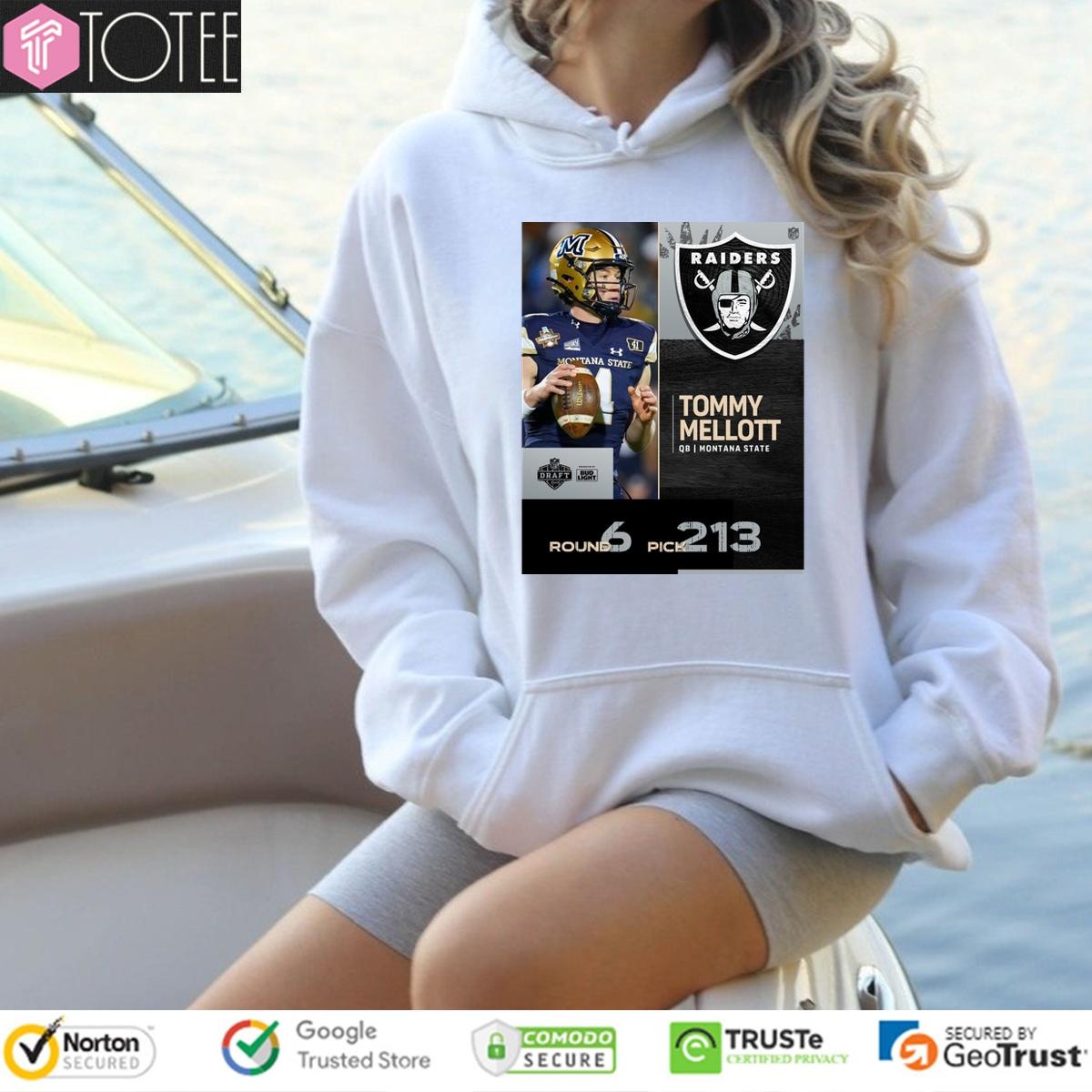 Las Vegas Raiders Pick Tommy Mellott With No. 213 2025 Nfl Draft T- Hoodie