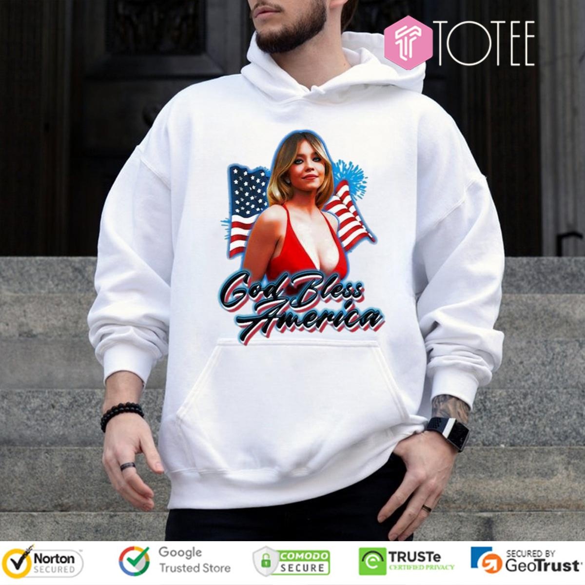 Sydney Sweeney God Bless America Flag Independence Day Hoodie